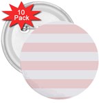 Horizontal Stripes - White and Misty Rose Pink 3  Button (10 pack)