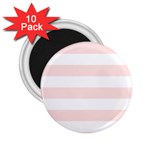 Horizontal Stripes - White and Misty Rose Pink 2.25  Magnet (10 pack)