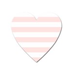 Horizontal Stripes - White and Misty Rose Pink Magnet (Heart)