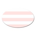 Horizontal Stripes - White and Misty Rose Pink Magnet (Oval)