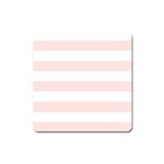 Horizontal Stripes - White and Misty Rose Pink Magnet (Square)