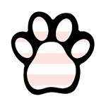 Horizontal Stripes - White and Misty Rose Pink Magnet (Paw Print)