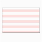 Horizontal Stripes - White and Misty Rose Pink Postcard 5  x 7 