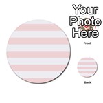 Horizontal Stripes - White and Misty Rose Pink Multi-purpose Cards (Round)