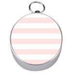 Horizontal Stripes - White and Misty Rose Pink Silver Compass