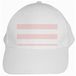 Horizontal Stripes - White and Misty Rose Pink White Cap