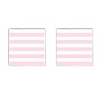 Horizontal Stripes - White and Piggy Pink Cufflinks (Square)