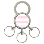 Horizontal Stripes - White and Piggy Pink 3-Ring Key Chain