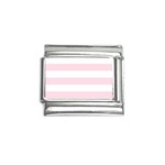 Horizontal Stripes - White and Piggy Pink Italian Charm (9mm)