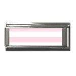 Horizontal Stripes - White and Piggy Pink Superlink Italian Charm (9mm)
