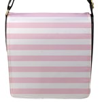 Horizontal Stripes - White and Piggy Pink Flap Closure Messenger Bag (S)