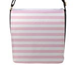 Horizontal Stripes - White and Piggy Pink Flap Closure Messenger Bag (L)