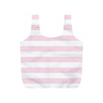 Horizontal Stripes - White and Piggy Pink Full Print Recycle Bag (S)