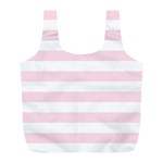 Horizontal Stripes - White and Piggy Pink Full Print Recycle Bag (L)