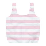 Horizontal Stripes - White and Piggy Pink Full Print Recycle Bag (L)