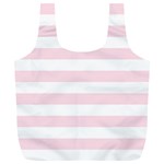 Horizontal Stripes - White and Piggy Pink Full Print Recycle Bag (XL)