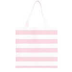 Horizontal Stripes - White and Piggy Pink Grocery Light Tote Bag