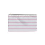 Horizontal Stripes - White and Piggy Pink Cosmetic Bag (S)