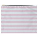 Horizontal Stripes - White and Piggy Pink Cosmetic Bag (XXXL)