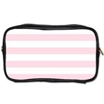 Horizontal Stripes - White and Piggy Pink Toiletries Bag (One Side)