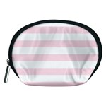 Horizontal Stripes - White and Piggy Pink Accessory Pouch (Medium)