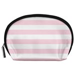 Horizontal Stripes - White and Piggy Pink Accessory Pouch (Large)