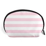 Horizontal Stripes - White and Piggy Pink Accessory Pouch (Large)