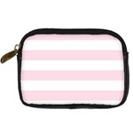 Horizontal Stripes - White and Piggy Pink Digital Camera Leather Case