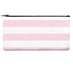 Horizontal Stripes - White and Piggy Pink Pencil Case