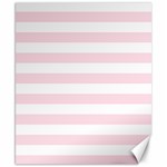 Horizontal Stripes - White and Piggy Pink Canvas 8  x 10 