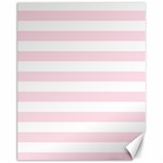 Horizontal Stripes - White and Piggy Pink Canvas 11  x 14 