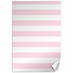 Horizontal Stripes - White and Piggy Pink Canvas 12  x 18 