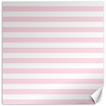 Horizontal Stripes - White and Piggy Pink Canvas 16  x 16 
