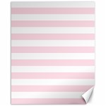 Horizontal Stripes - White and Piggy Pink Canvas 16  x 20 