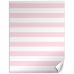 Horizontal Stripes - White and Piggy Pink Canvas 18  x 24 