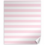Horizontal Stripes - White and Piggy Pink Canvas 20  x 24 