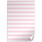 Horizontal Stripes - White and Piggy Pink Canvas 24  x 36 
