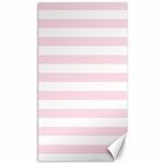 Horizontal Stripes - White and Piggy Pink Canvas 40  x 72 