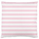 Horizontal Stripes - White and Piggy Pink Large Cushion Case (Two Sides)