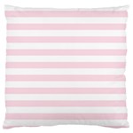 Horizontal Stripes - White and Piggy Pink Large Flano Cushion Case (Two Sides)