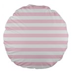 Horizontal Stripes - White and Piggy Pink Large 18  Premium Round Cushion