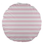 Horizontal Stripes - White and Piggy Pink Large 18  Premium Flano Round Cushion