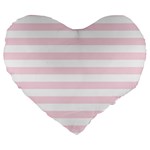 Horizontal Stripes - White and Piggy Pink Large 19  Premium Heart Shape Cushion
