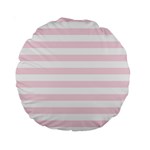 Horizontal Stripes - White and Piggy Pink Standard 15  Premium Round Cushion