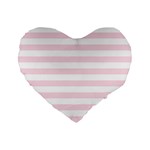 Horizontal Stripes - White and Piggy Pink Standard 16  Premium Heart Shape Cushion
