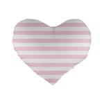 Horizontal Stripes - White and Piggy Pink Standard 16  Premium Flano Heart Shape Cushion