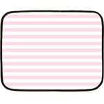 Horizontal Stripes - White and Piggy Pink Double Sided Fleece Blanket (Mini)