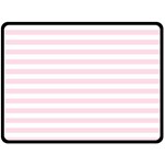 Horizontal Stripes - White and Piggy Pink Fleece Blanket (Large) (One Side)