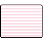 Horizontal Stripes - White and Piggy Pink Fleece Blanket (Medium) (One Side)