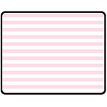 Horizontal Stripes - White and Piggy Pink Double Sided Fleece Blanket (Medium) (Two Sides)